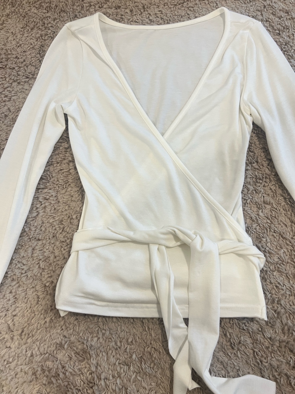 Women’s White Wrap Top with Tie Waist